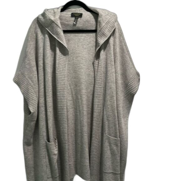 Charter Club Women 100% Cashmere Large Grey Long Cardigan Sweater Oversized - Picture 1 of 5
